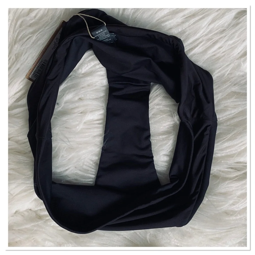 Skims Mid Waist Bikini Swimsuit Bottoms Onyx Black Size Medium NWT